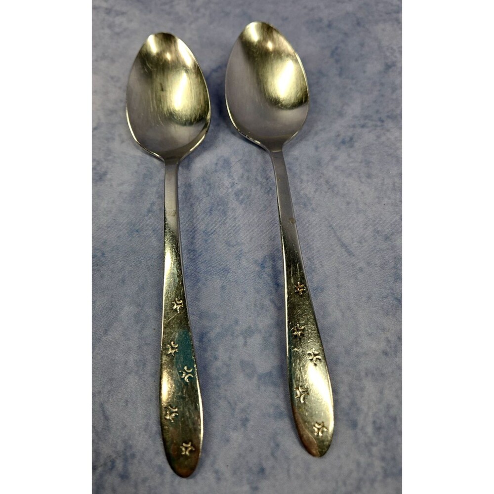 Set of 2 Oneida All American Duet 2 Stainless Steel Flatware Tablespoons 1960s